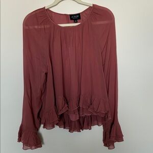 J. Crew Rosewood Ruffle Long-Sleeve Blouse